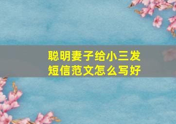 聪明妻子给小三发短信范文怎么写好