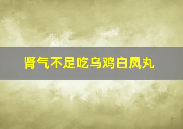 肾气不足吃乌鸡白凤丸