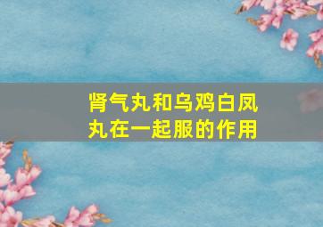 肾气丸和乌鸡白凤丸在一起服的作用