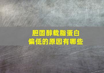 胆固醇载脂蛋白偏低的原因有哪些