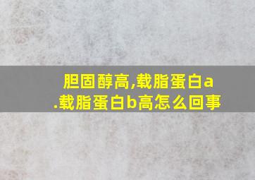 胆固醇高,载脂蛋白a.载脂蛋白b高怎么回事