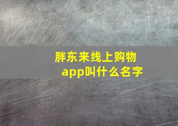 胖东来线上购物app叫什么名字