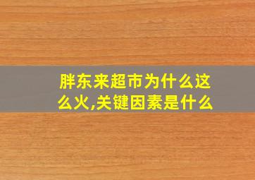 胖东来超市为什么这么火,关键因素是什么