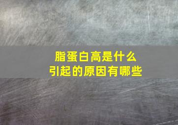 脂蛋白高是什么引起的原因有哪些