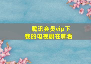 腾讯会员vip下载的电视剧在哪看