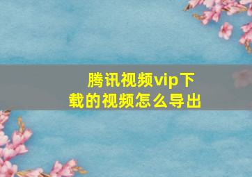 腾讯视频vip下载的视频怎么导出