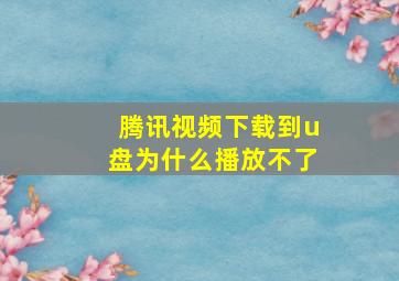 腾讯视频下载到u盘为什么播放不了