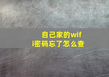 自己家的wifi密码忘了怎么查