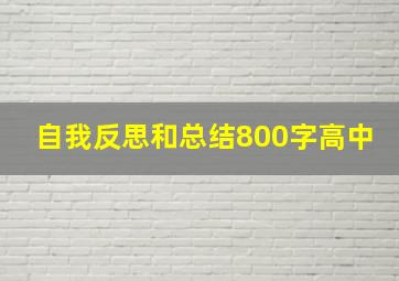 自我反思和总结800字高中