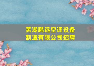 芜湖鹏远空调设备制造有限公司招聘