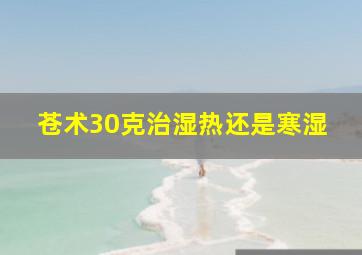 苍术30克治湿热还是寒湿