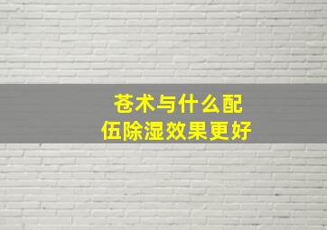 苍术与什么配伍除湿效果更好