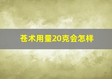 苍术用量20克会怎样