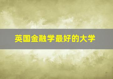 英国金融学最好的大学