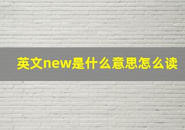 英文new是什么意思怎么读