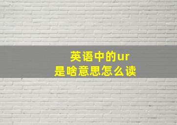 英语中的ur是啥意思怎么读