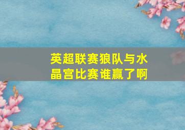 英超联赛狼队与水晶宫比赛谁赢了啊