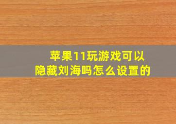 苹果11玩游戏可以隐藏刘海吗怎么设置的