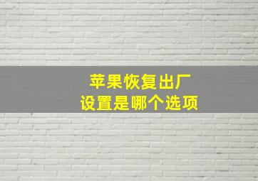 苹果恢复出厂设置是哪个选项