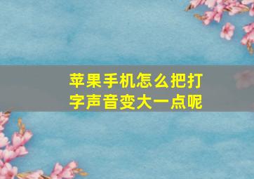 苹果手机怎么把打字声音变大一点呢