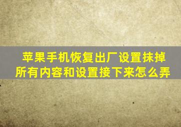 苹果手机恢复出厂设置抹掉所有内容和设置接下来怎么弄