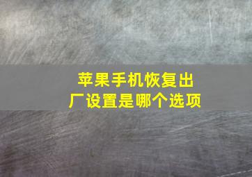 苹果手机恢复出厂设置是哪个选项