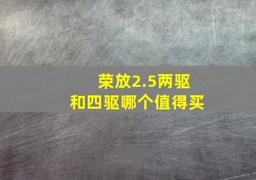 荣放2.5两驱和四驱哪个值得买