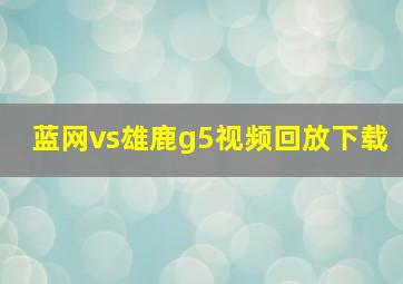 蓝网vs雄鹿g5视频回放下载