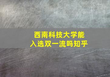 西南科技大学能入选双一流吗知乎