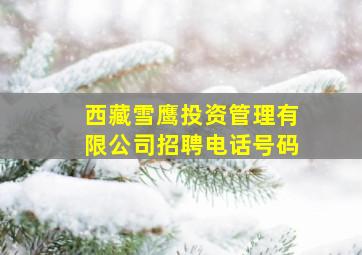 西藏雪鹰投资管理有限公司招聘电话号码