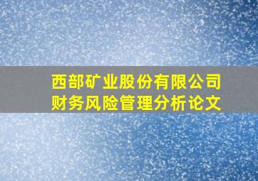 西部矿业股份有限公司财务风险管理分析论文