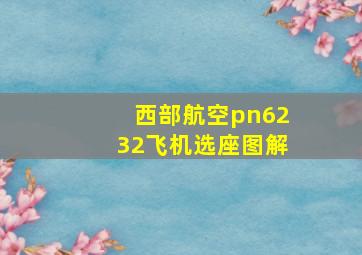 西部航空pn6232飞机选座图解