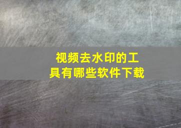 视频去水印的工具有哪些软件下载