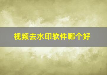 视频去水印软件哪个好