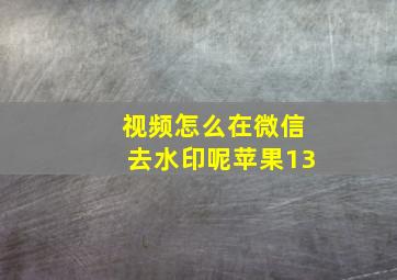 视频怎么在微信去水印呢苹果13