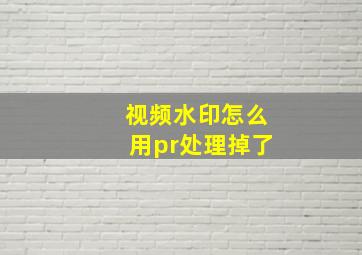 视频水印怎么用pr处理掉了