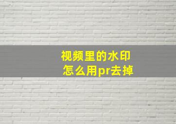 视频里的水印怎么用pr去掉