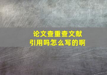 论文查重查文献引用吗怎么写的啊