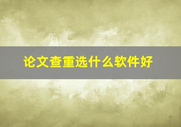 论文查重选什么软件好