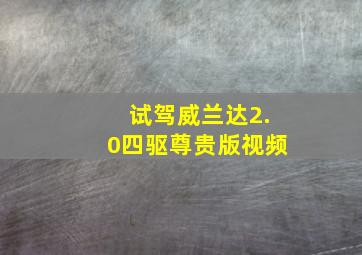 试驾威兰达2.0四驱尊贵版视频