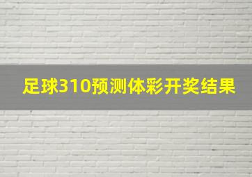 足球310预测体彩开奖结果