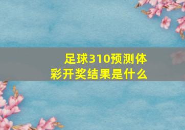 足球310预测体彩开奖结果是什么