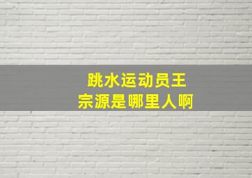 跳水运动员王宗源是哪里人啊