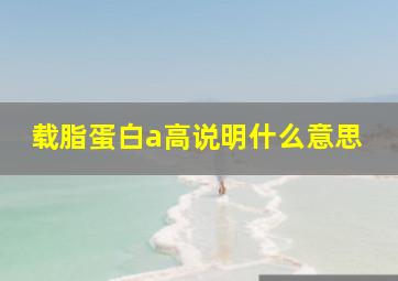 载脂蛋白a高说明什么意思