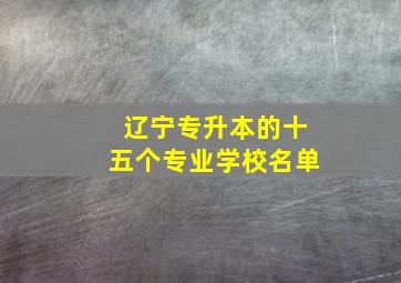 辽宁专升本的十五个专业学校名单