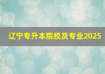 辽宁专升本院校及专业2025