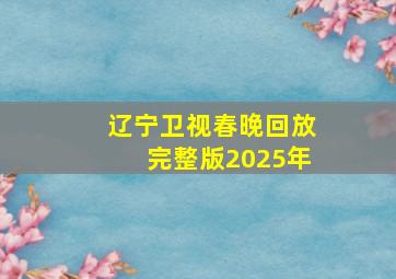 辽宁卫视春晚回放完整版2025年