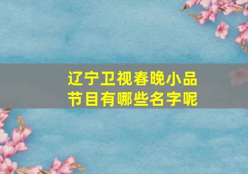 辽宁卫视春晚小品节目有哪些名字呢