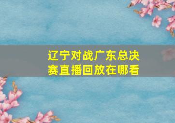 辽宁对战广东总决赛直播回放在哪看