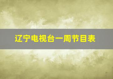 辽宁电视台一周节目表